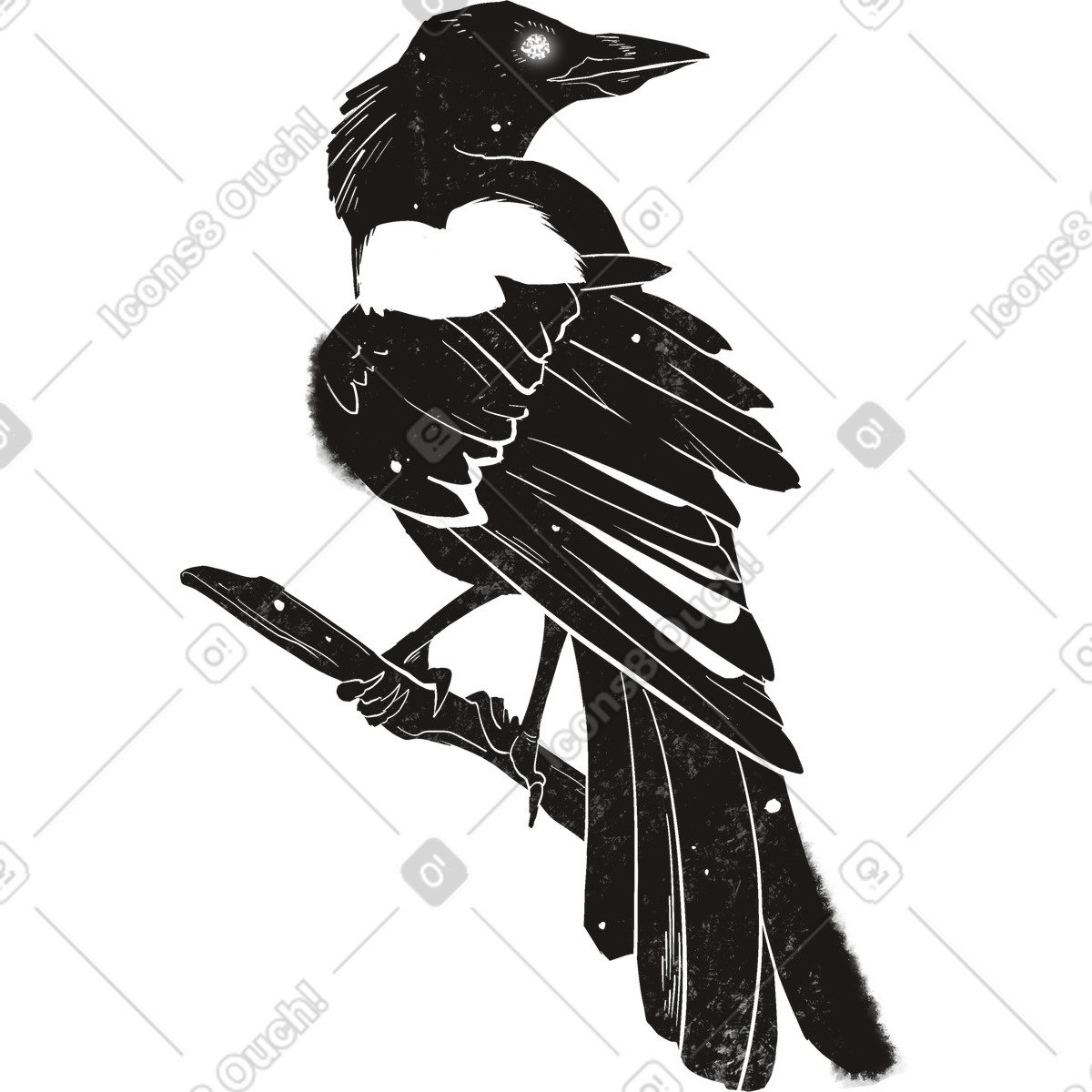 Ilustración Magpie en estilo Mystery a descargar en PNG y SVG