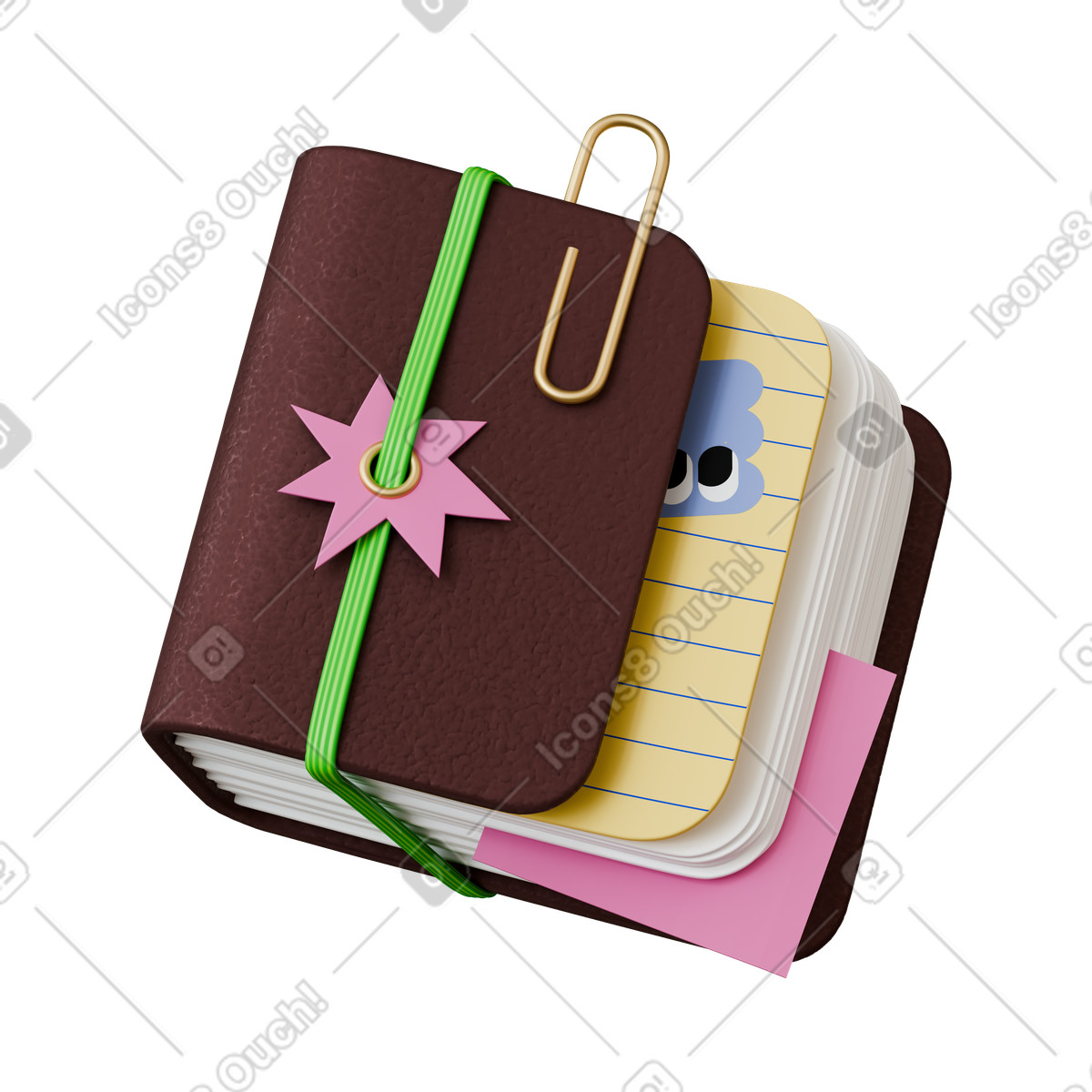 Journal notebook with elastic band for personal organization-Illustration im 3D Stickle-Stil als Download in PNG, SVG