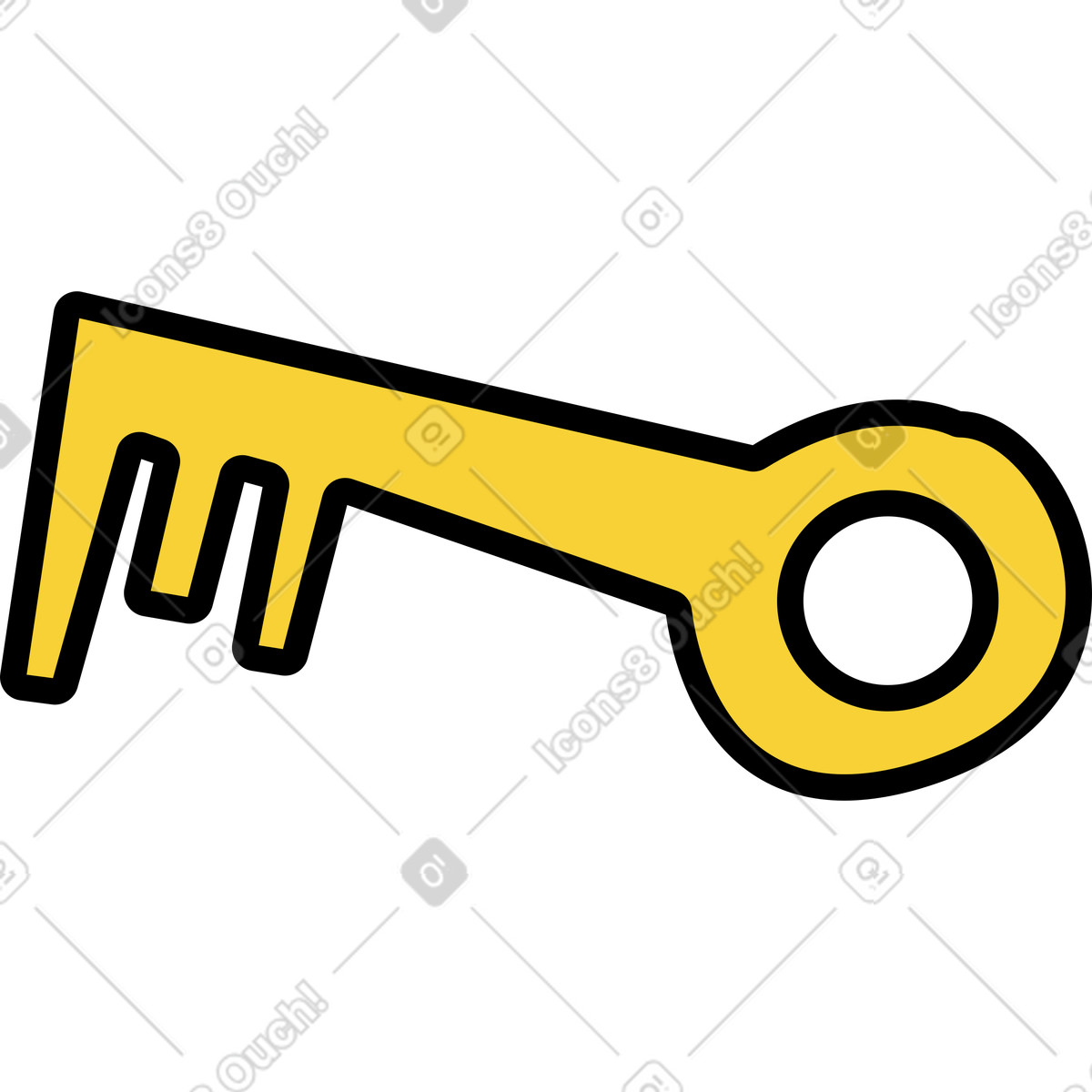 Ilustración Llave dorada en estilo Wiggle a descargar en PNG y SVG