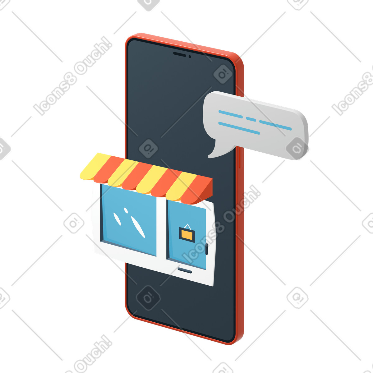 Mobile store on smartphone screen illustration in PNG, SVG
