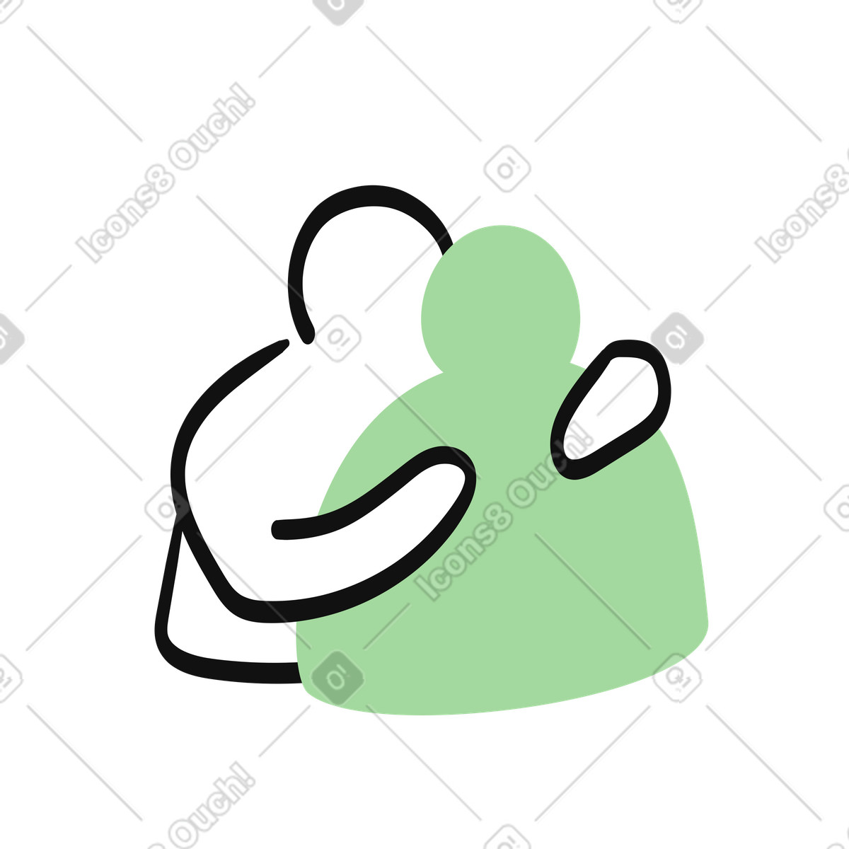 Organic 스타일의 Hug outline embracing green silhouette expressing support and comfort 일러스트레이션 PNG, SVG 다운로드