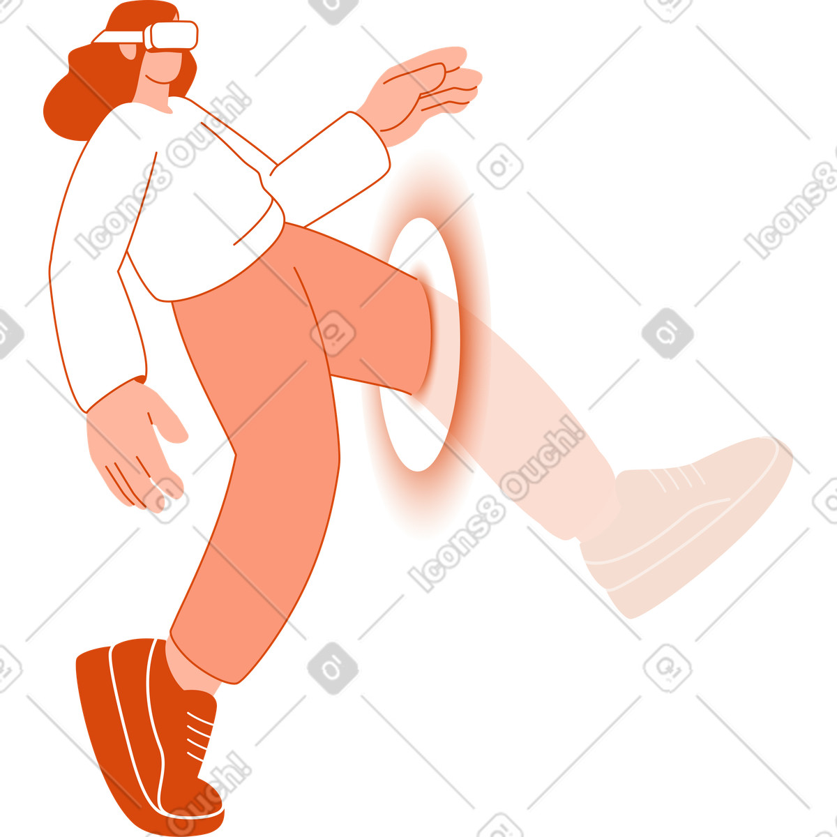 Frau mit virtual-reality-brille-Illustration im Orange-Stil als Download in PNG, SVG