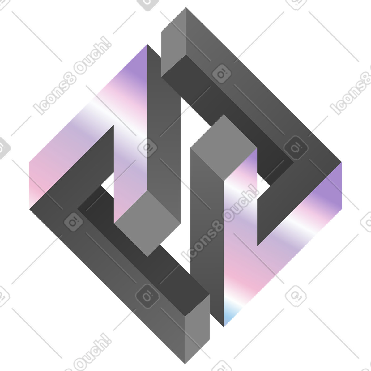 下载 Illusion 风格的 具有渐变效果的不可能几何形状 插画，支持 PNG、SVG 格式