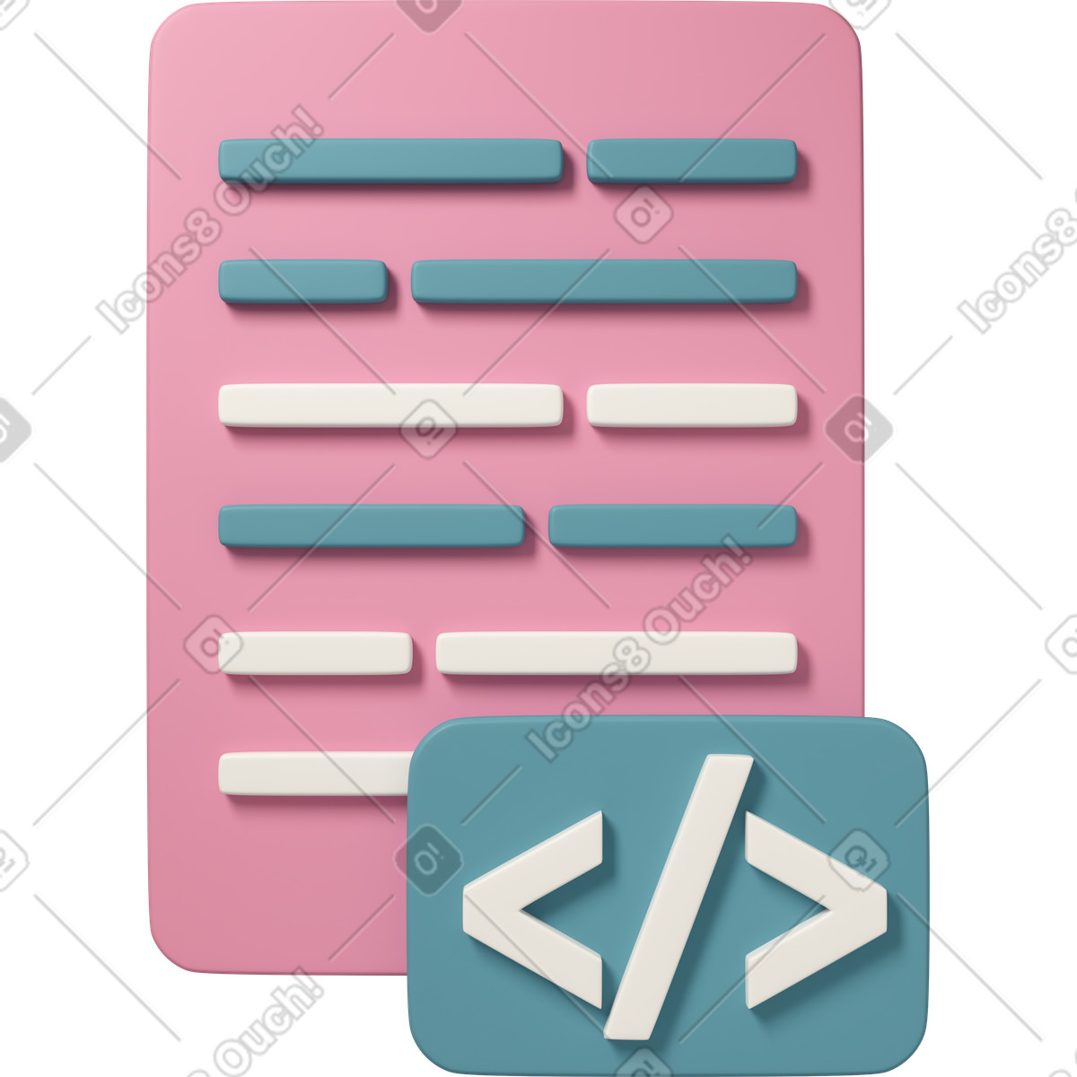Document with code interface symbol illustration in PNG, SVG