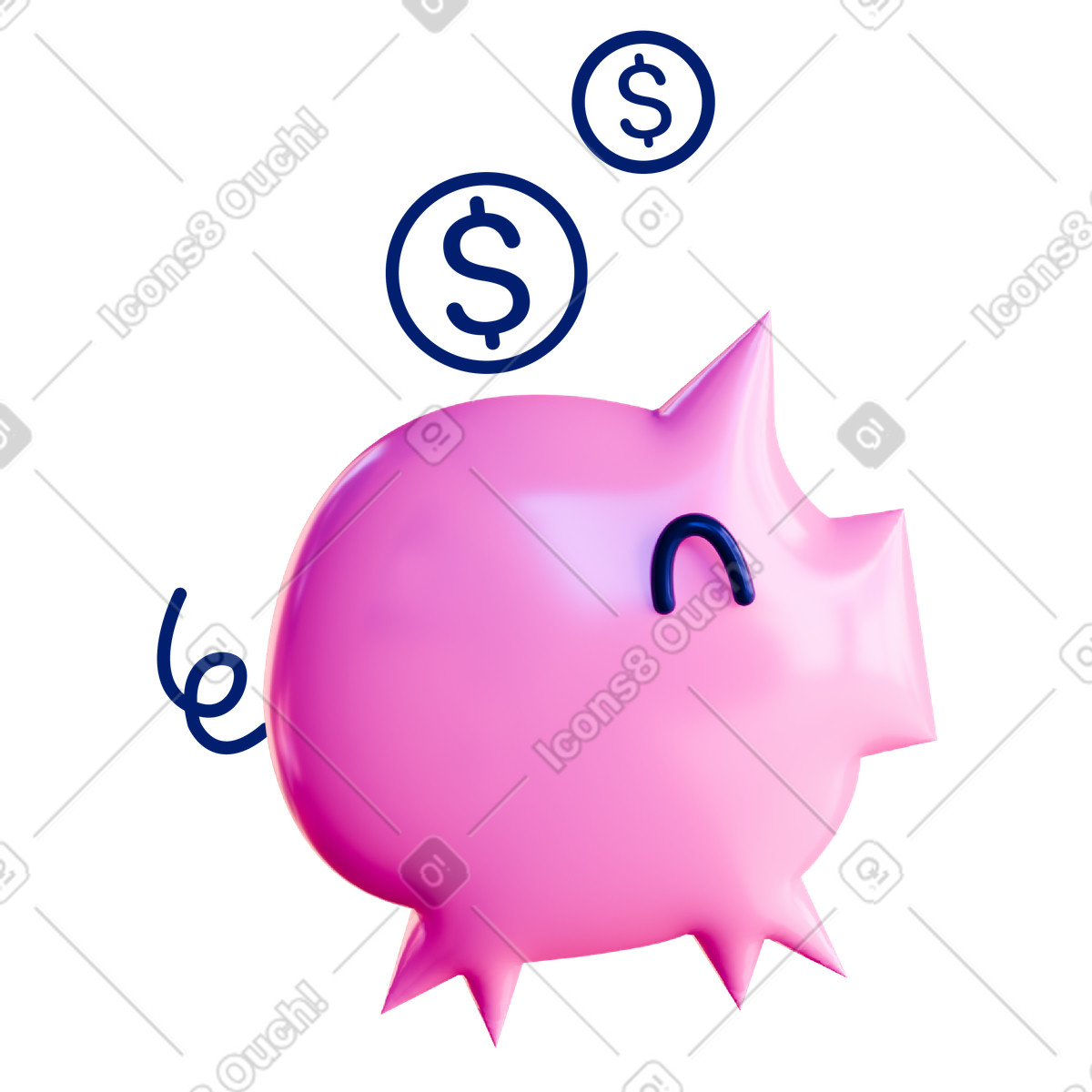 Illustration Tirelire avec des pièces en dollars dans le style Experimental à télécharger aux formats PNG, SVG
