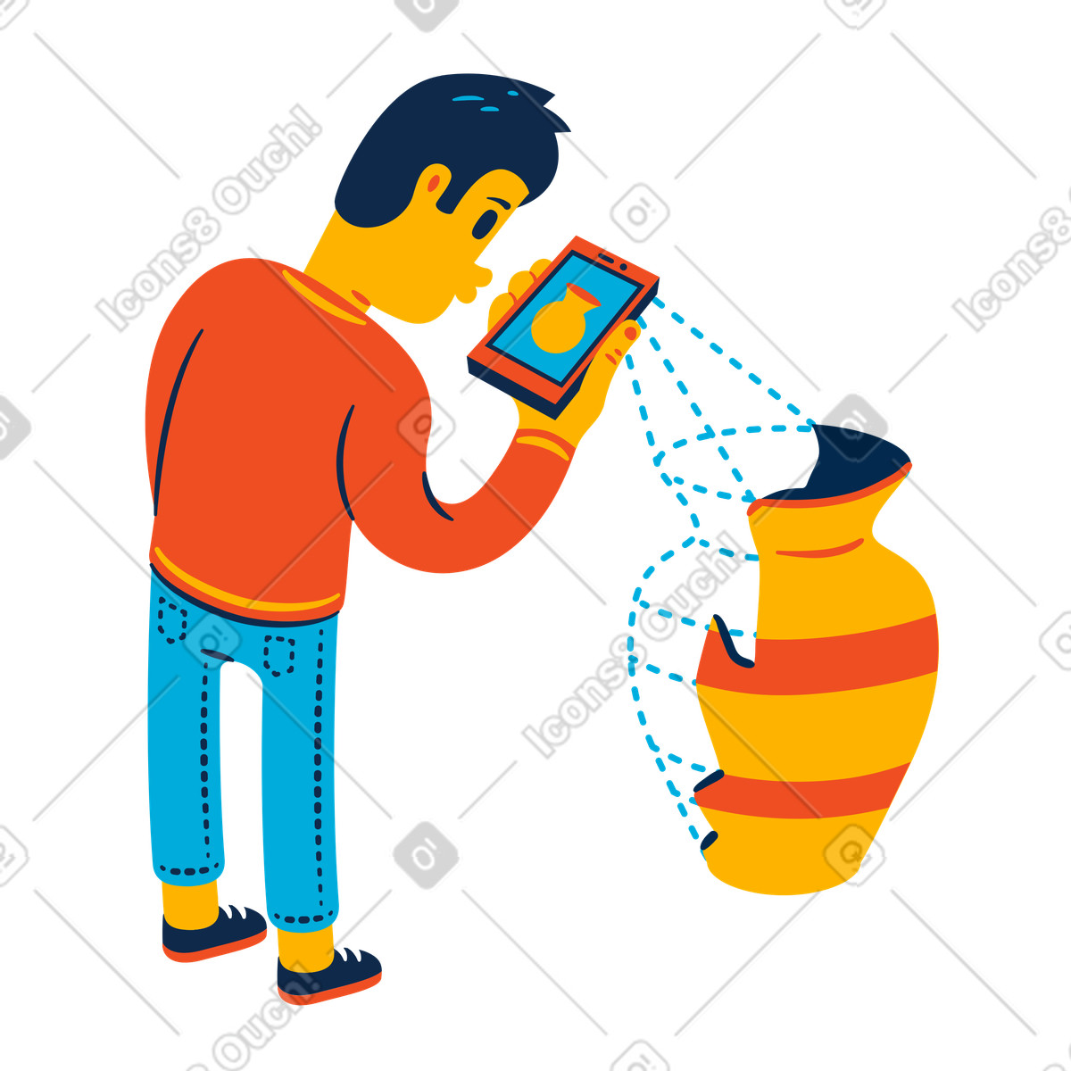Augmented reality in the museum illustration in Flame style download in PNG, SVG