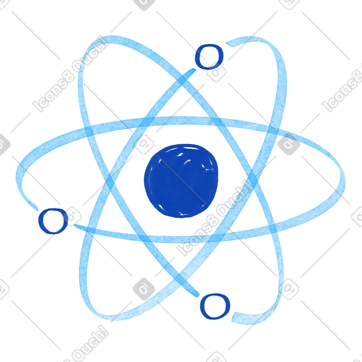 Science physics atomic structure icon with nucleus and electron orbits illustration in Tint style download in PNG, SVG