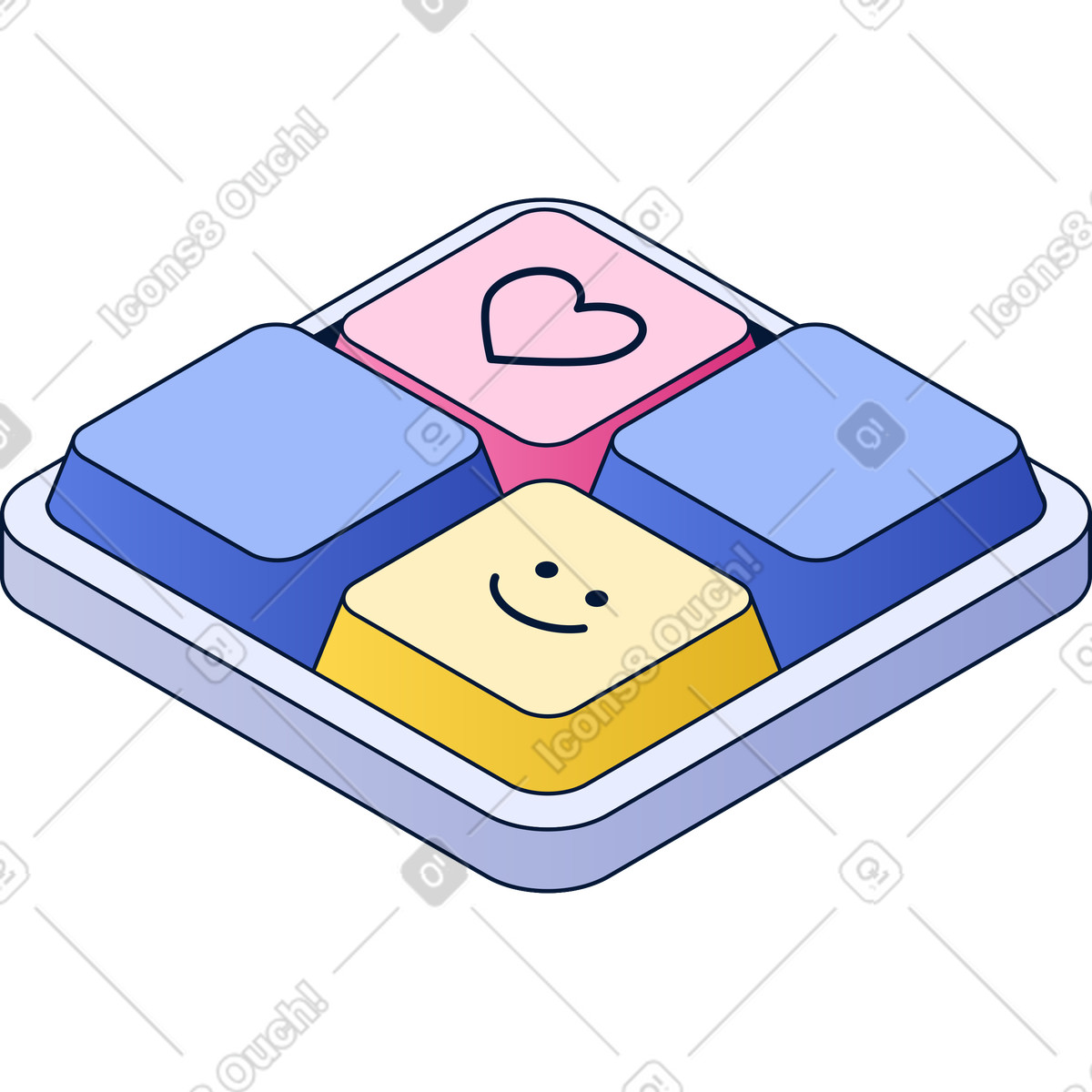Mini keyboard with heart and smiley illustration in Neat style download in PNG, SVG