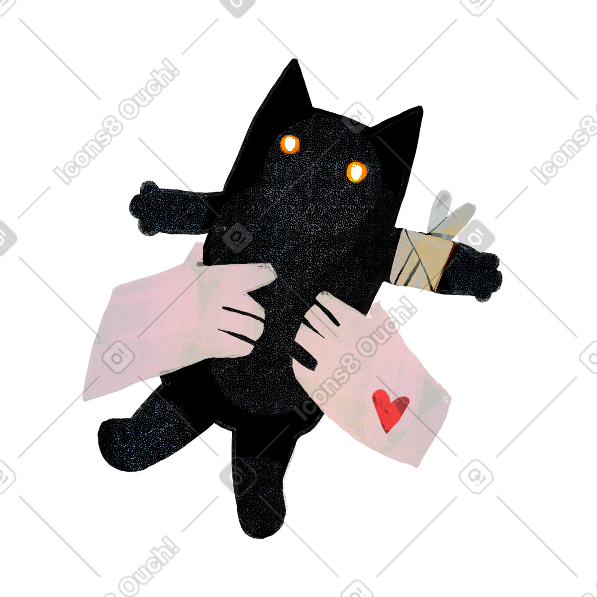 Cat with broken paw, Pet injury and emergency care-Illustration im Fabulous-Stil als Download in PNG, SVG