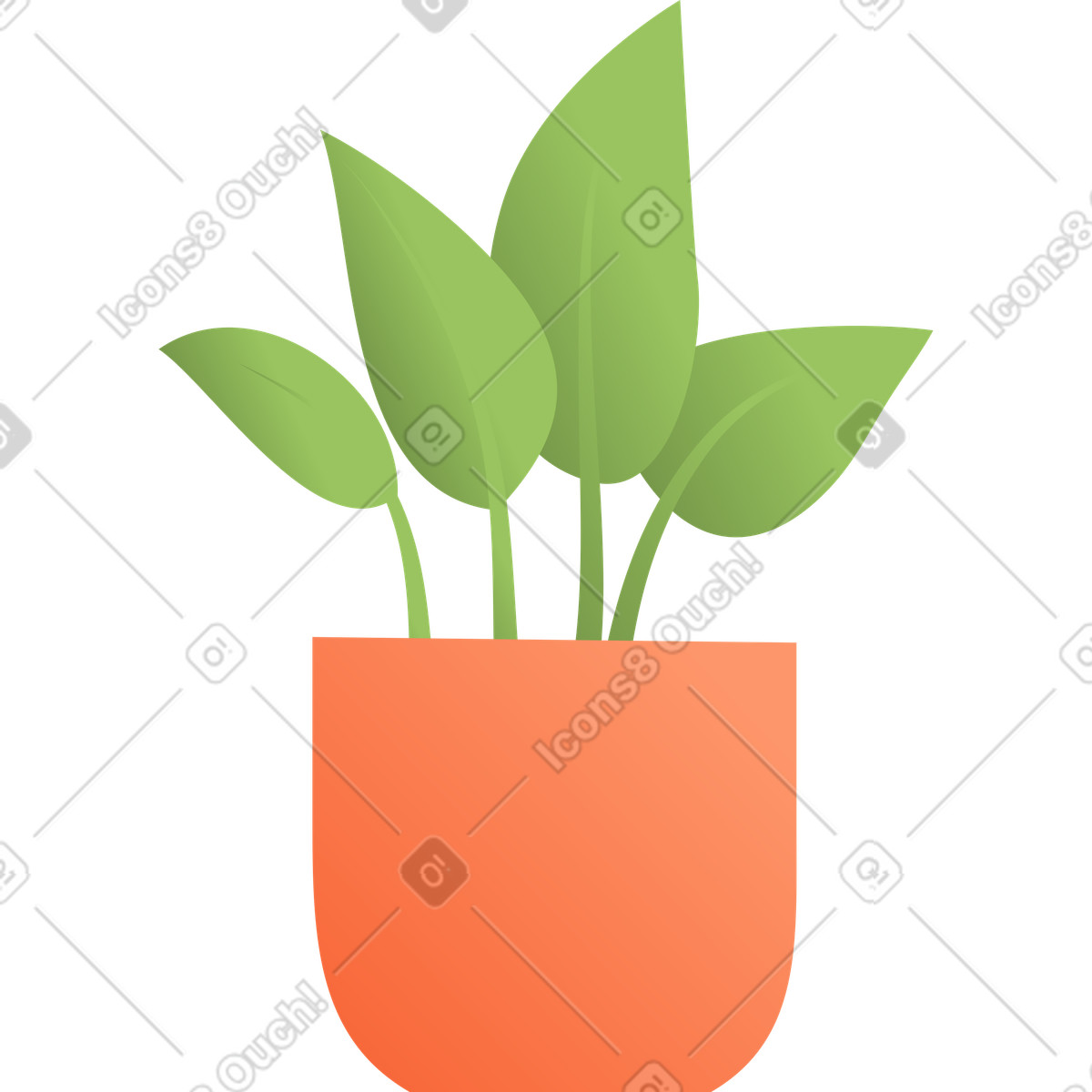 Fiore in vaso illustrazione stile Silky scarica PNG, SVG