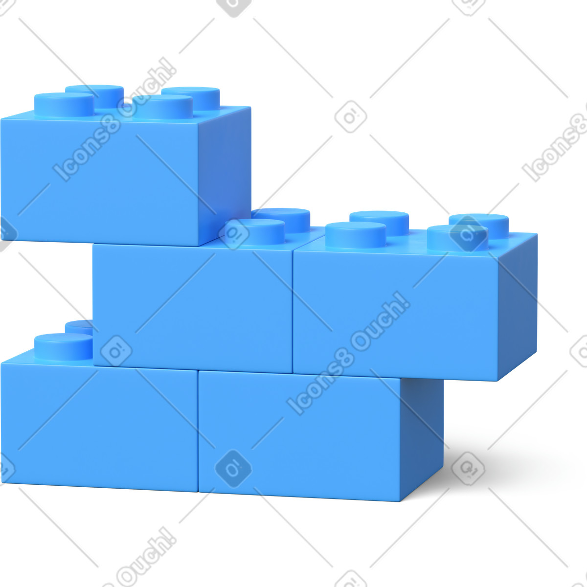 Blue lego brick wall-Illustration im 3D Business-Stil als Download in PNG, SVG