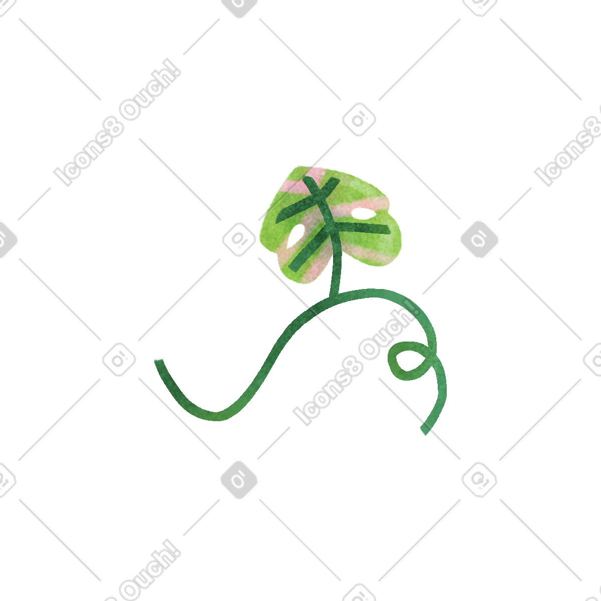Jungle 스타일의 Swirling vine with small leaf 일러스트레이션 PNG, SVG 다운로드
