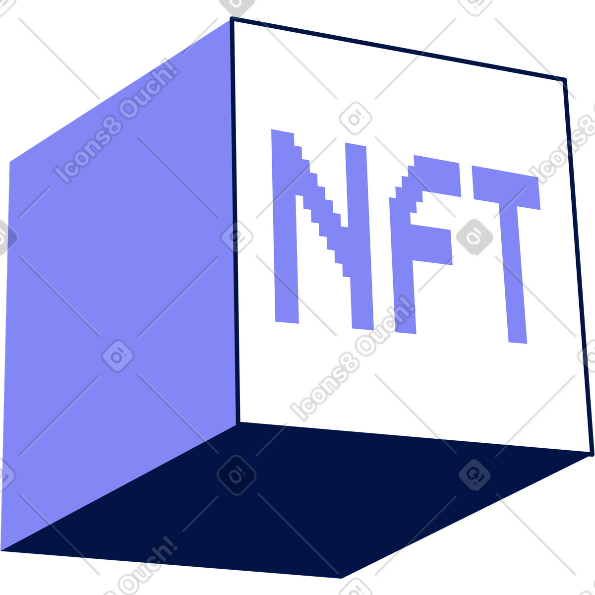 Glow スタイルの Nft cube のイラストをPNG、SVG形式でダウンロード