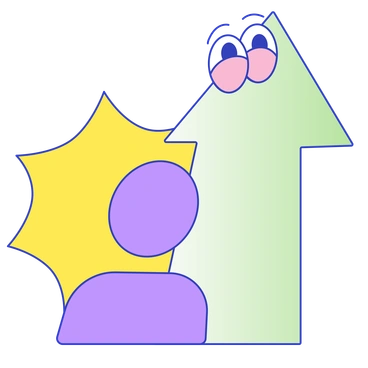 A colorful arrow with a smiling face - Eyeful style illustration