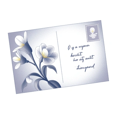 A vintage postcard featuring a detailed illustration of large primrose flowers. The primroses are arranged elegantly across one side of the postcard, showcasing their distinct petals and foliage. In the background, there is a subtle texture that enhances the antique feel of the card. On the opposite side, there is a handwritten message in flowing script, expressing warm sentiments. The overall composition reflects a nostalgic and charming atmosphere.