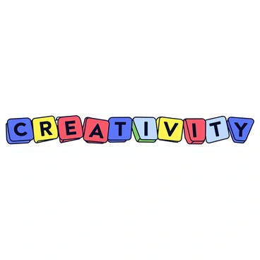 A mosaic wall composed of square tiles, each featuring a different letter. The tiles are arranged to form a word pattern that reads "CREATIVITY." The tiles are in a variety of vibrant colors, including blue, red, yellow, and green, adding visual interest to the wall. Each letter is clearly defined and stands out against the contrasting background of the tiles. The overall composition is geometric and structured, emphasizing the artistic arrangement of letters.