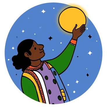 A young man with dark skin and long black hair, dressed in traditional Indian attire with vibrant colors, is reaching out towards a glowing full moon in the night sky. The moon emits a soft, radiant light, illuminating the surroundings. The sky is clear, filled with countless twinkling stars. The man's expression is one of wonder and longing as he extends his arm towards the moon, creating a sense of connection between him and the celestial body.