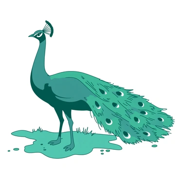 A peacock displaying its magnificent colorful tail feathers in full glory