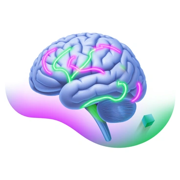 A human brain with visible neon circuit pathways glowing