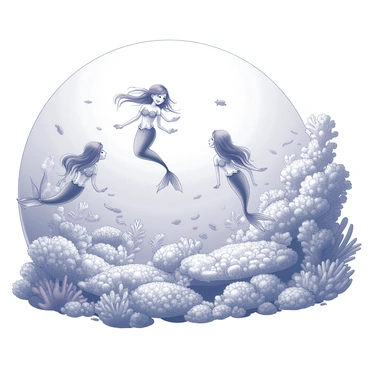 An underwater kingdom filled with an array of coral reefs sprawling across the ocean floor. Numerous mermaids are gracefully swimming around, each with flowing hair that moves with the water currents. The mermaids are adorned with intricate accessories made of shells and pearls. The coral reefs are teeming with various sea creatures, such as fish darting in and out of the coral formations. The scene captures the enchanting beauty of the underwater world, with mermaids playfully interacting and exploring their vibrant surroundings.