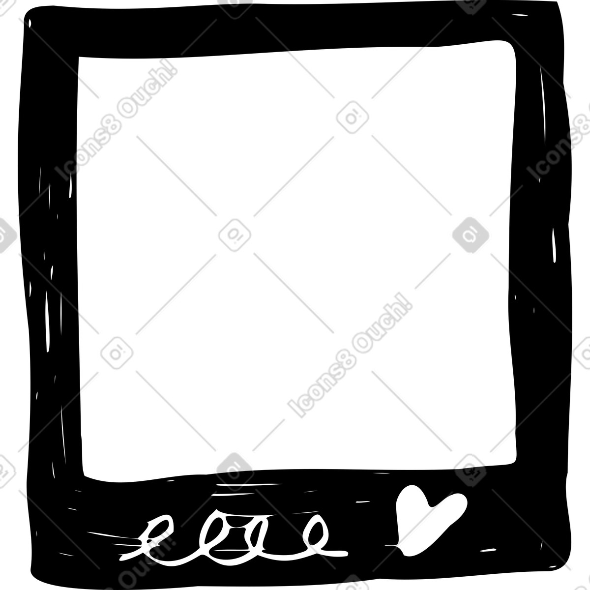 Polaroid con testo e cuore illustrazione in stile Marks scarica in PNG, SVG