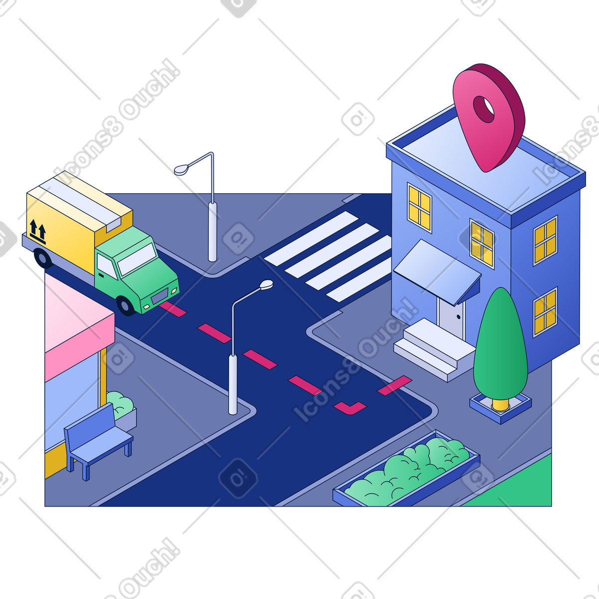 Ilustración Pide entrega a domicilio en estilo Neat descargar en PNG y SVG