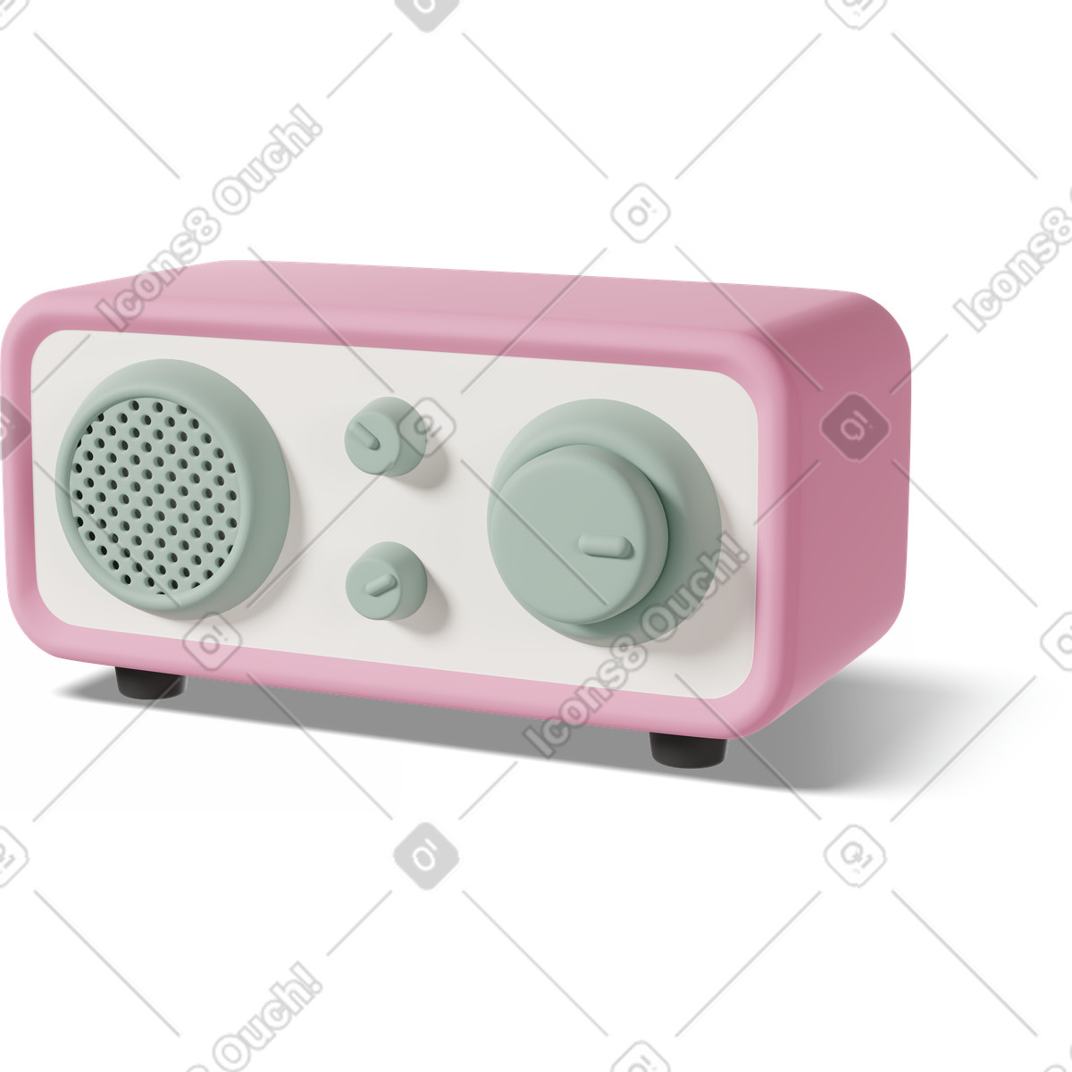 Illustration Three-quarter view of radio dans le style 3D Casual life à télécharger aux formats PNG, SVG