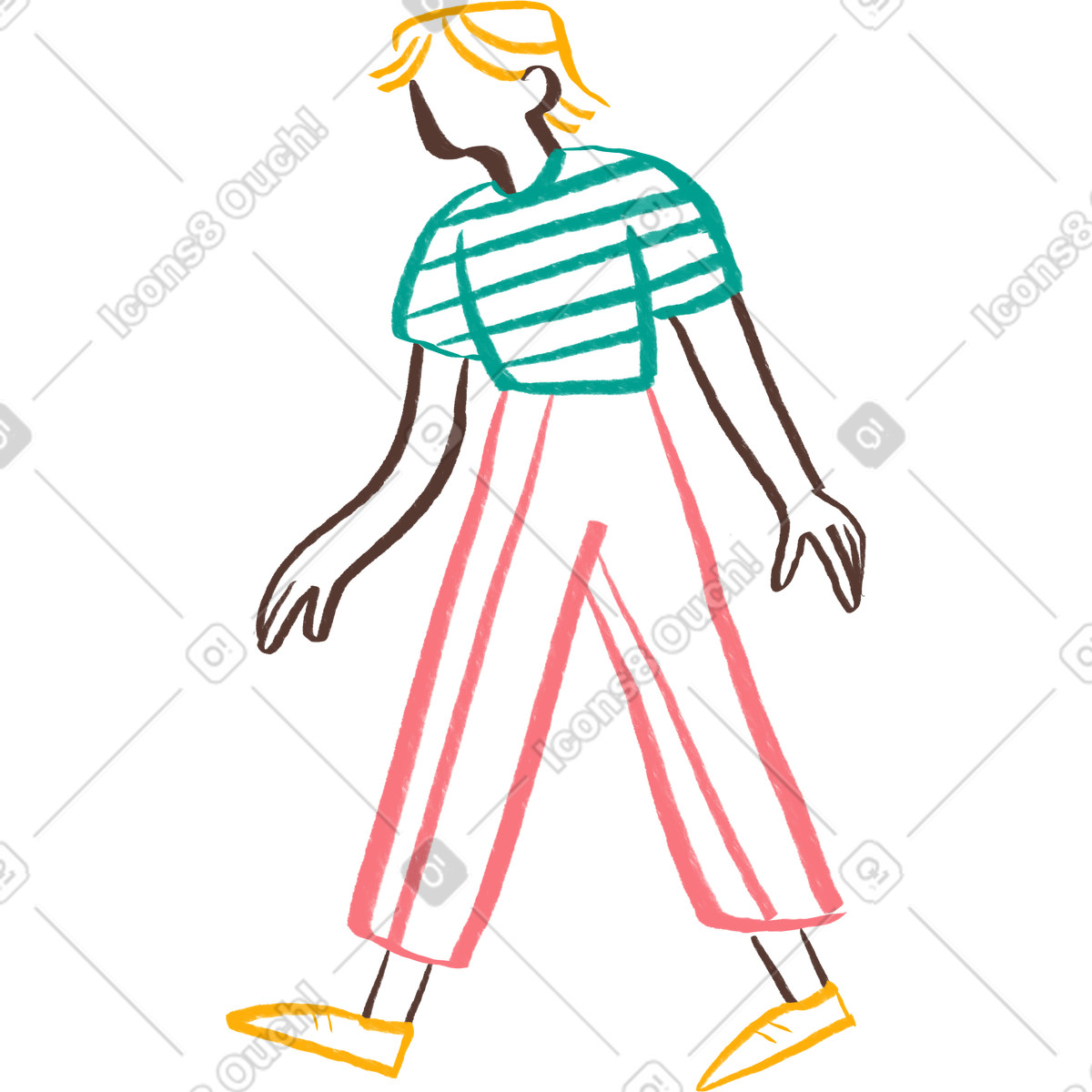 Woman with blond hair walking illustration in Company style download in PNG, SVG