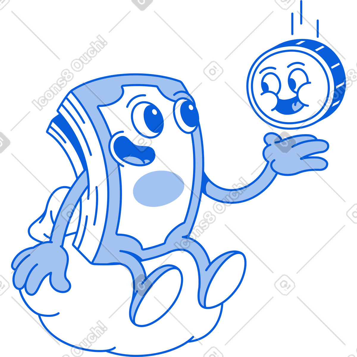 Illustration Liasse de billets avec coin dans le style Handy Line à télécharger aux formats PNG, SVG
