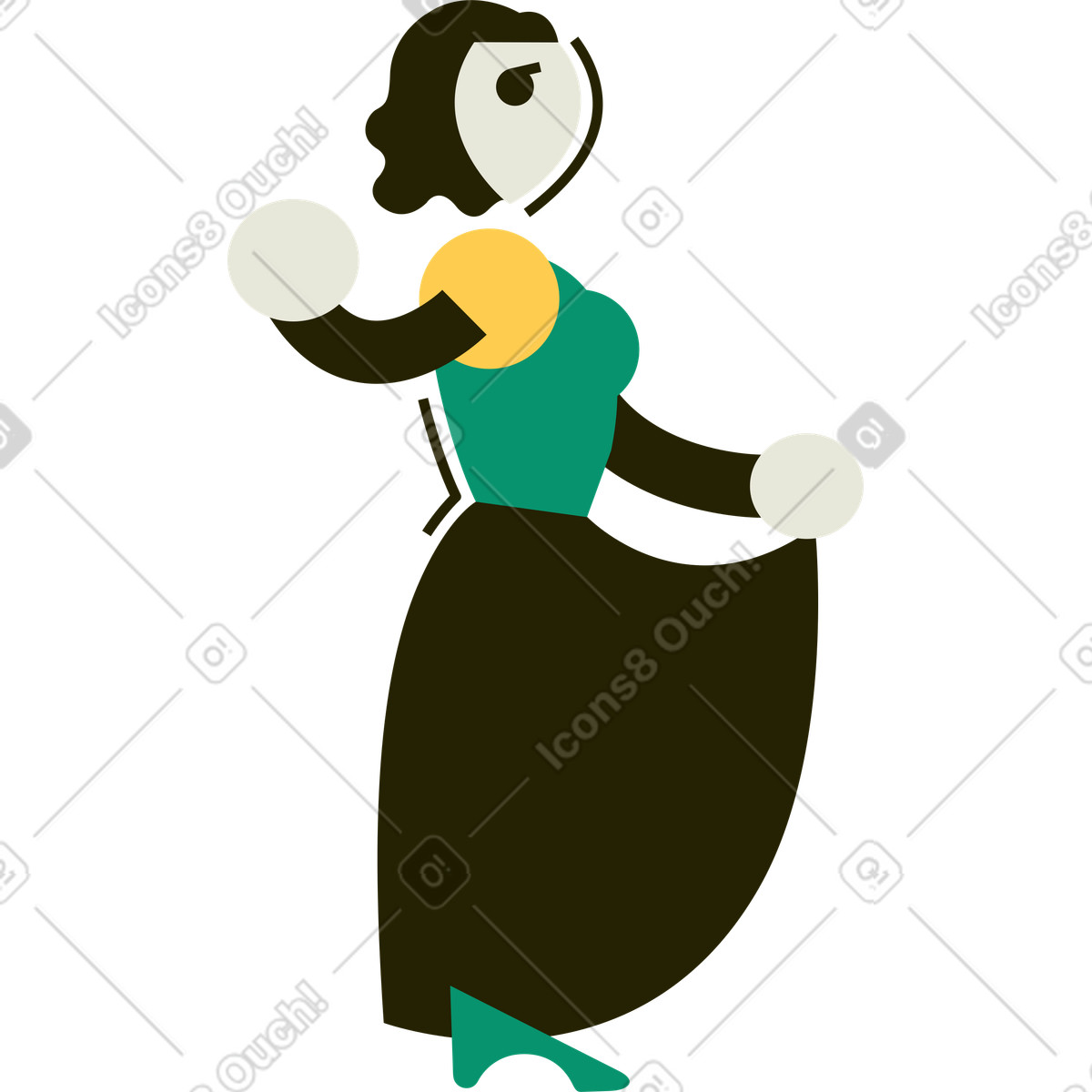 Celebration party dancer in flowing dark skirt illustration Spot style download PNG, SVG