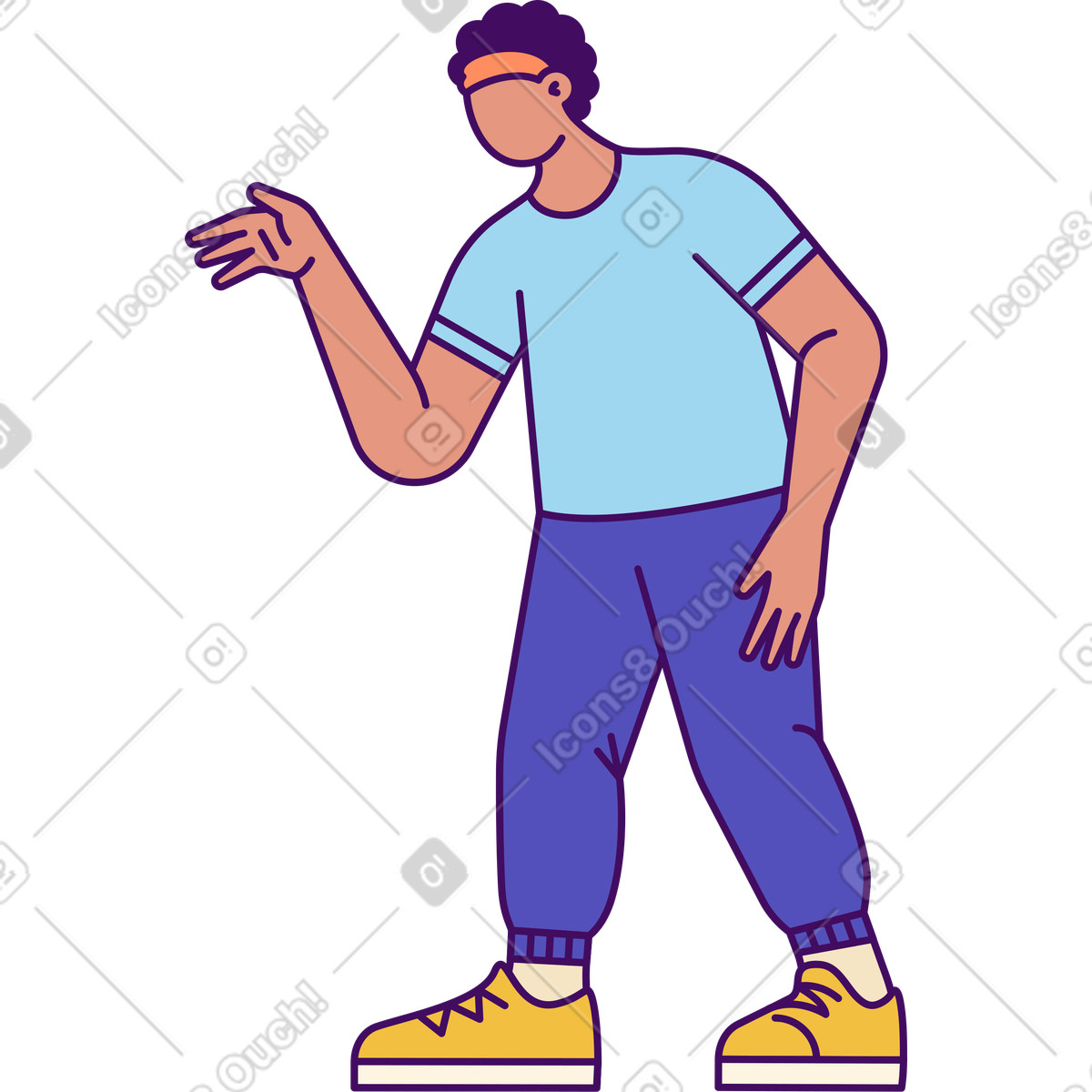 Man raised hand illustration in Simplistic style download in PNG, SVG