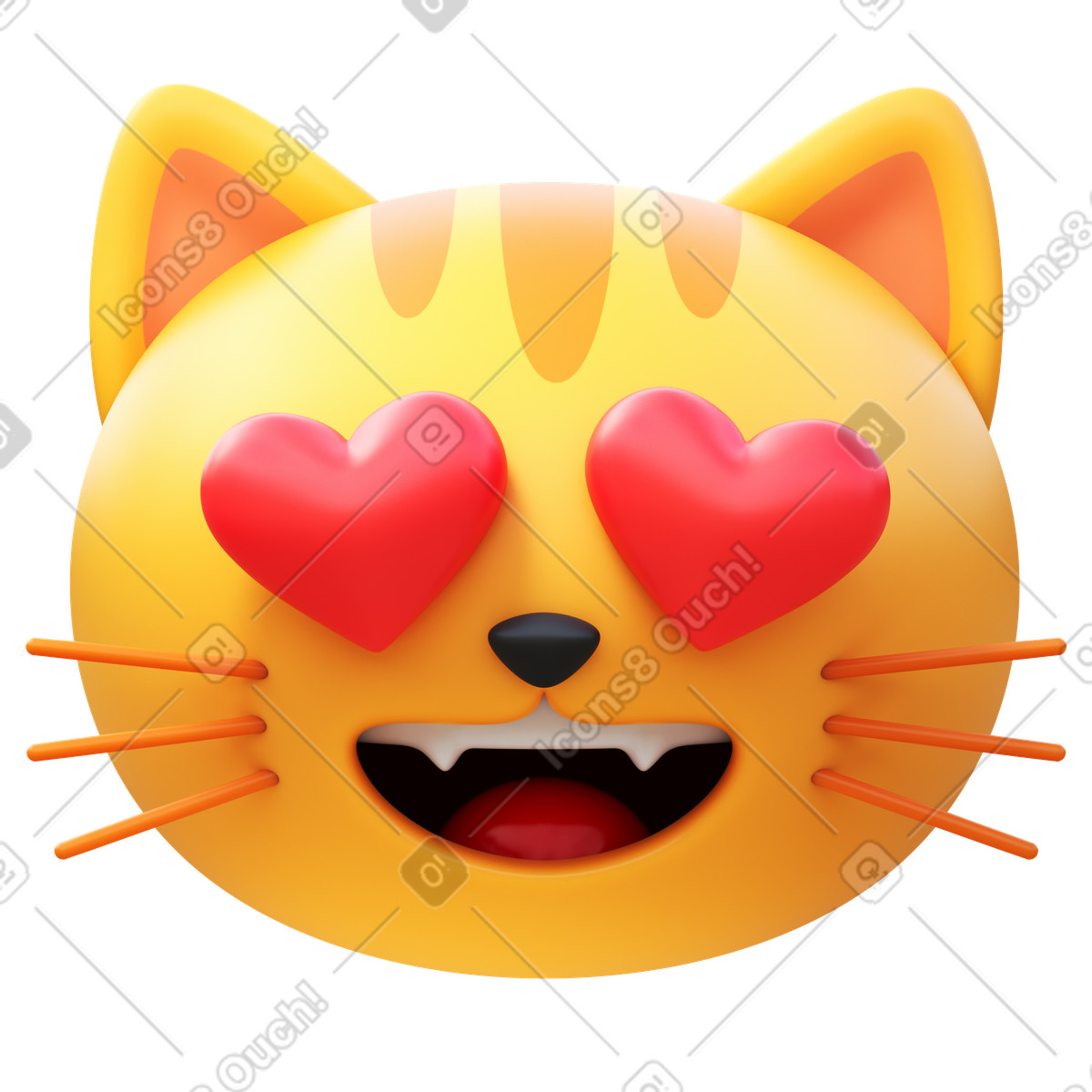 Smiling cat with heart eyes illustrazione in stile 3D Fluency scarica in PNG, SVG