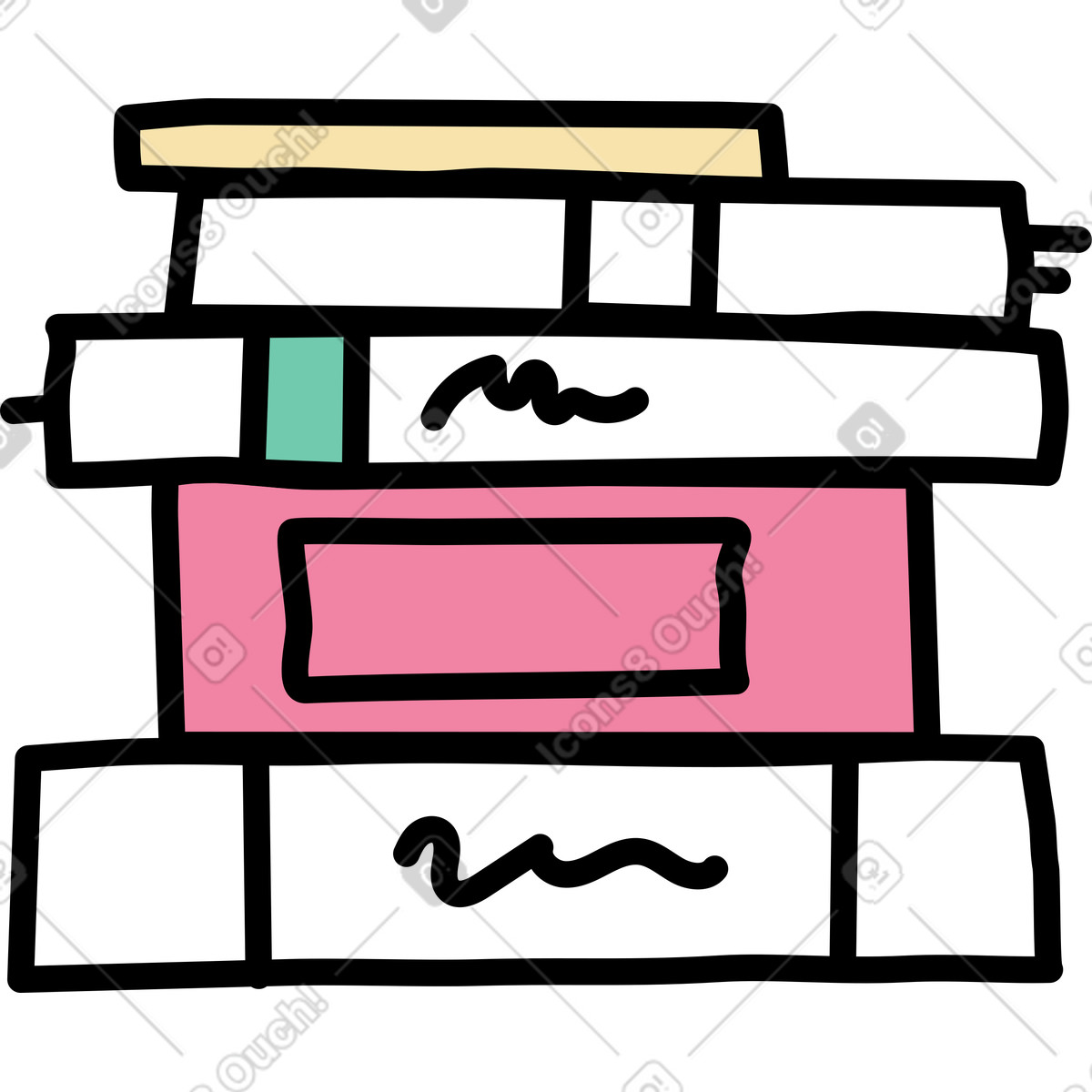 Pila di libri illustrazione in stile Notes scarica in PNG, SVG