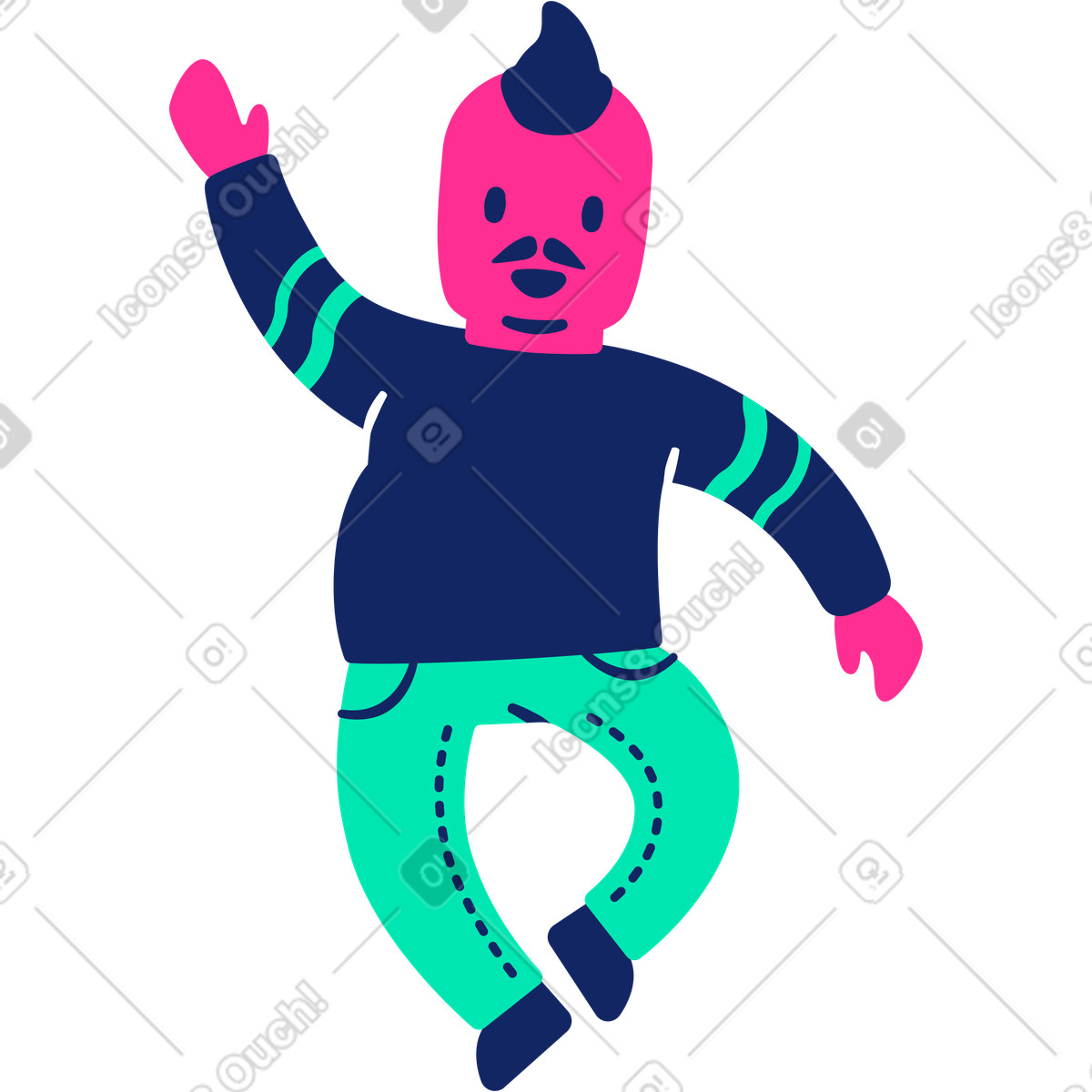 Illustration Homme gros danse dans le style Cyborg à télécharger aux formats PNG, SVG