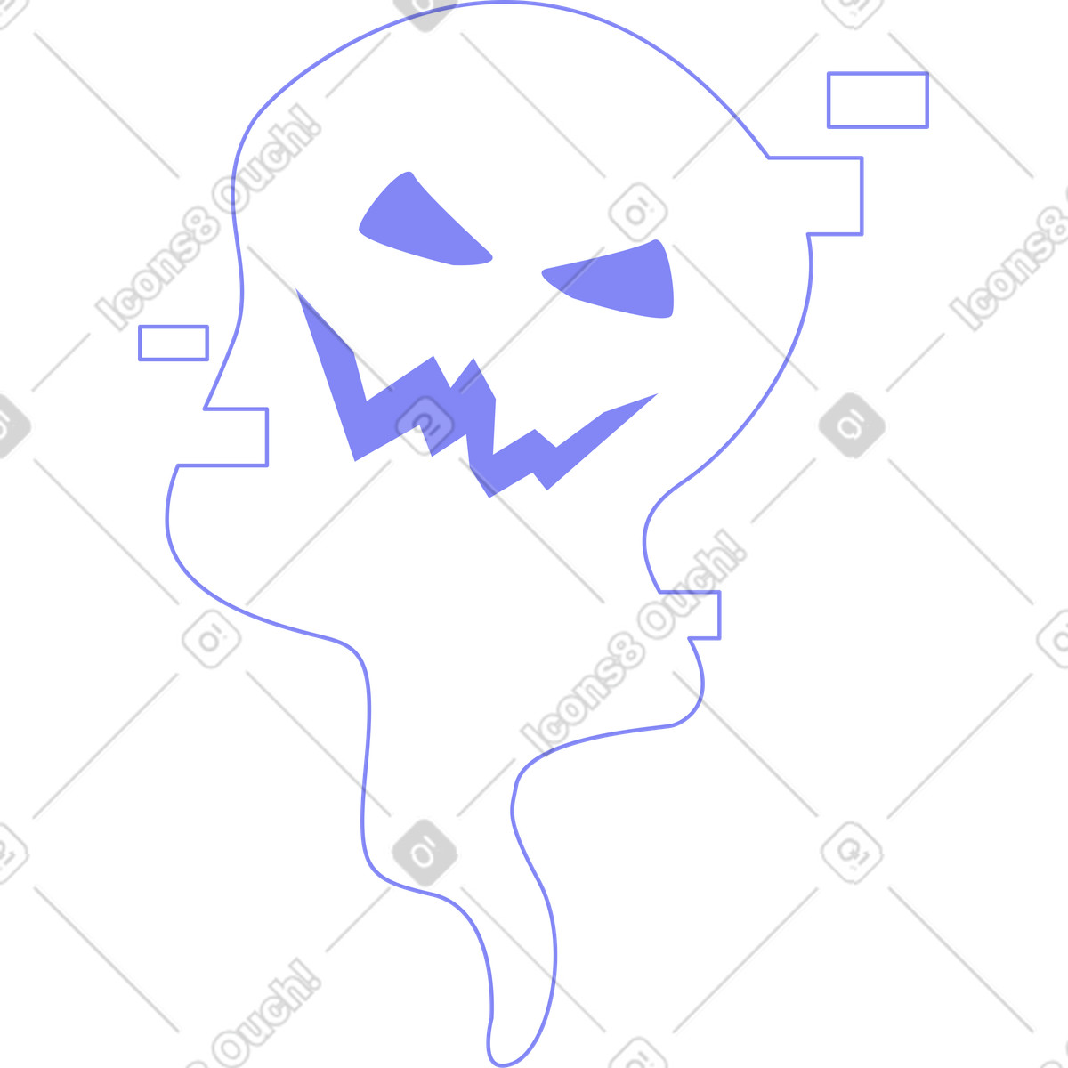 Glow スタイルの グリッチのあるゴースト のイラストをPNG、SVG形式でダウンロード