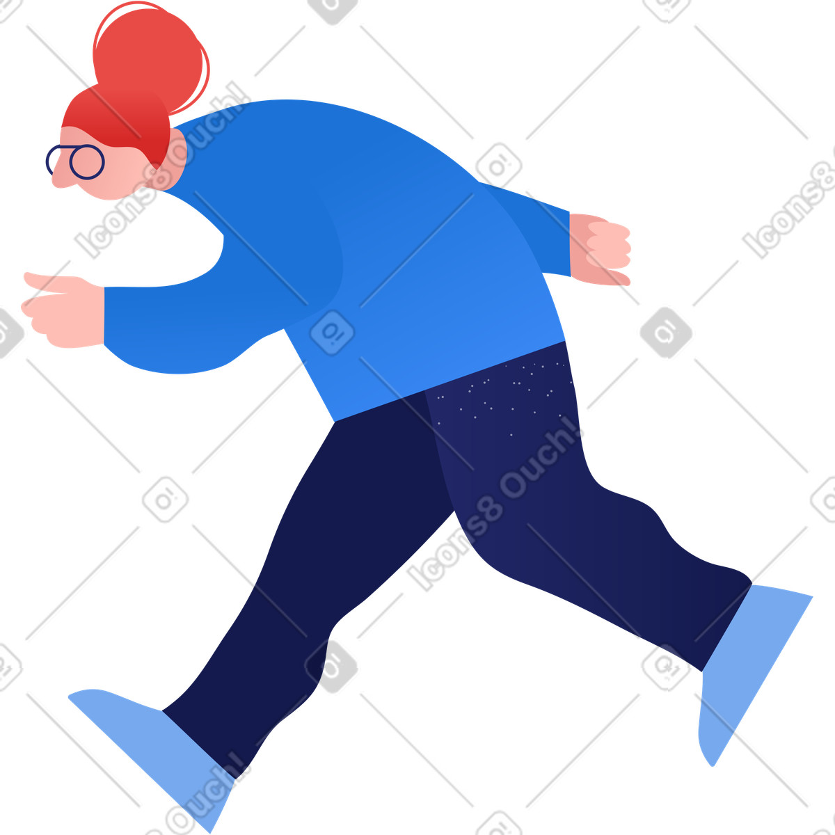 Granny run illustration in Clip style download in PNG, SVG