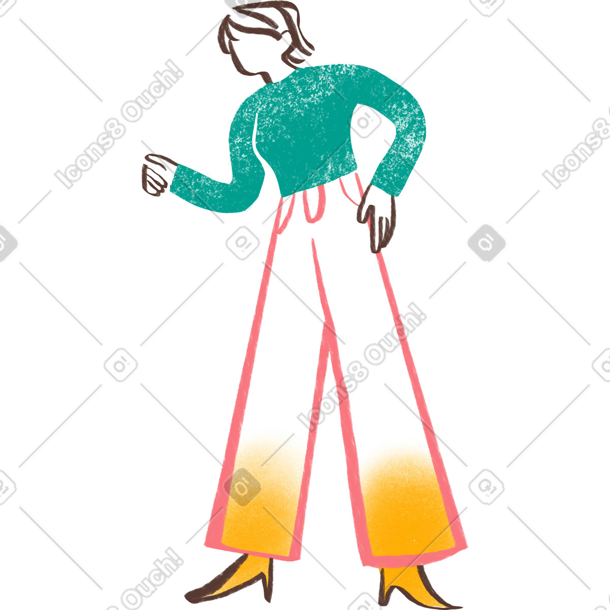 下载 Company 风格的 Woman with short hair looking down 插画，支持 PNG、SVG 格式