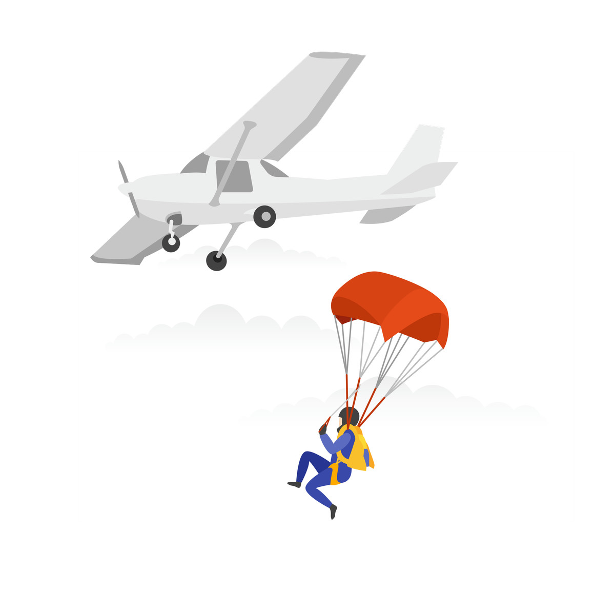 Ilustración Skydiving en estilo Fogg a descargar en PNG y SVG