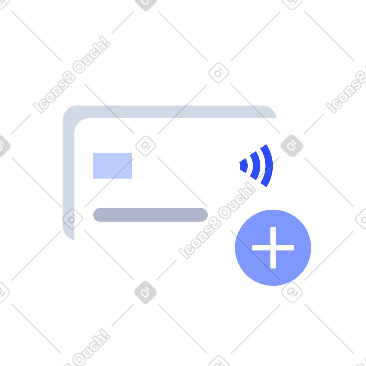 Ilustración Agregar nuevo ícono de tarjeta bancaria, configuración billetera digital y administración tarjetas en estilo System a descargar en PNG SVG