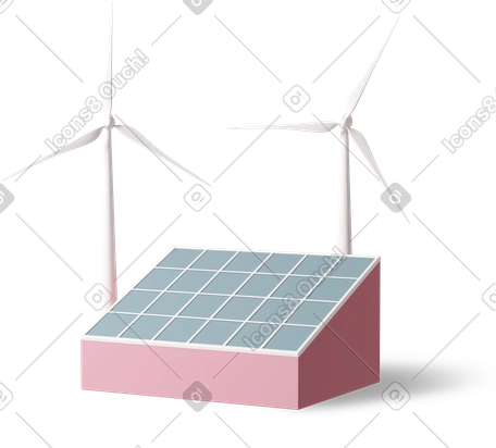エコロジー Casual life スタイルの 3D solar panel wind generator のイラストをPNG、SVG形式でダウンロード