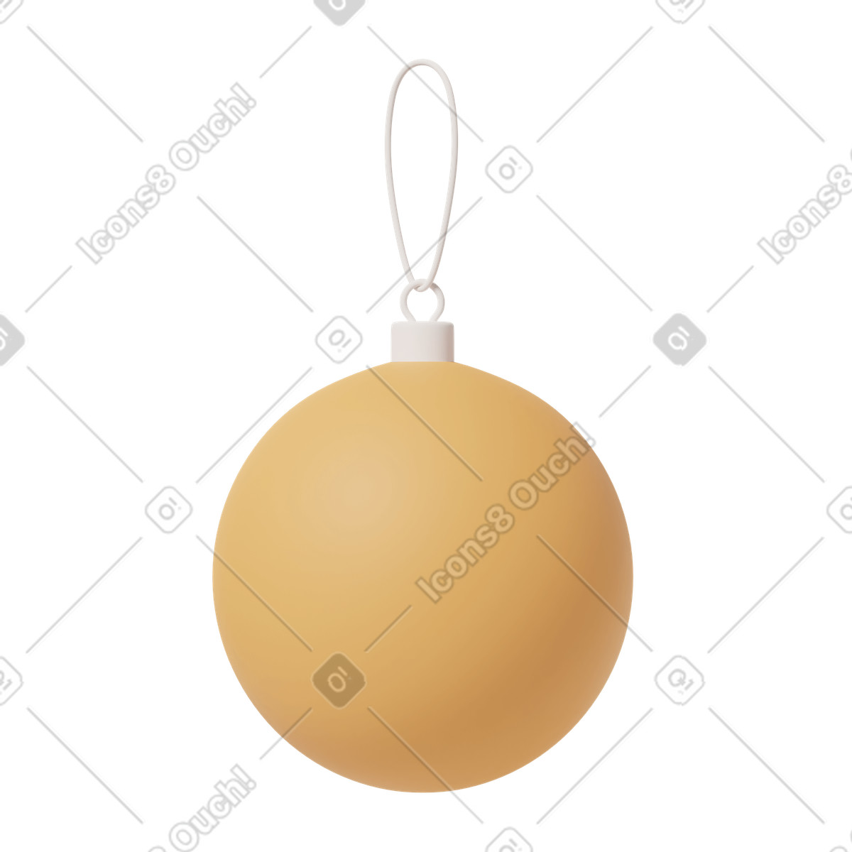 Yellow christmas ball ornament illustration in 3D Casual life style download in PNG, SVG