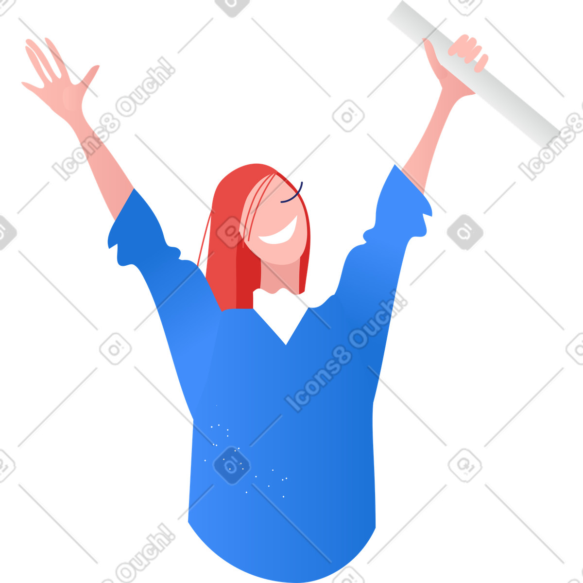Stylized young girl vector illustration clipart with playful modern design