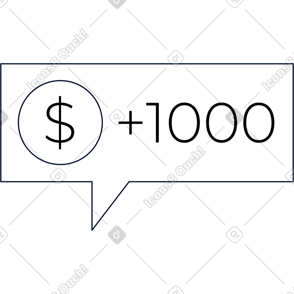 Speech bubble with a cash account illustration clipart for financial projects in PNG and SVG