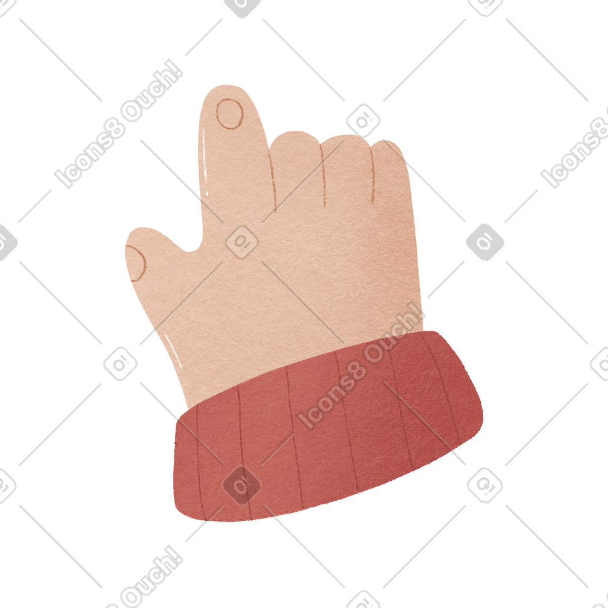 Ilustração de Mão direita com manga em no estilo Woolly para baixar em PNG, SVG