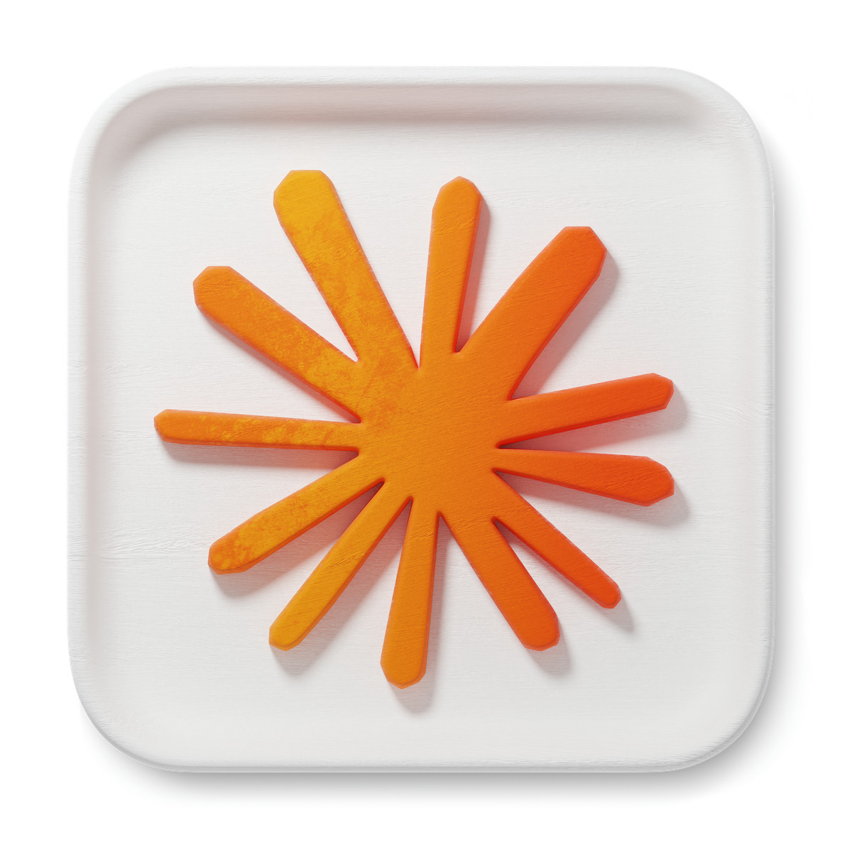Иллюстрация Orange Claude logo explosion burst with spikes casting shadows в стиле 3D Microsoft Fluent illustration — скачать в форматах PNG, SVG