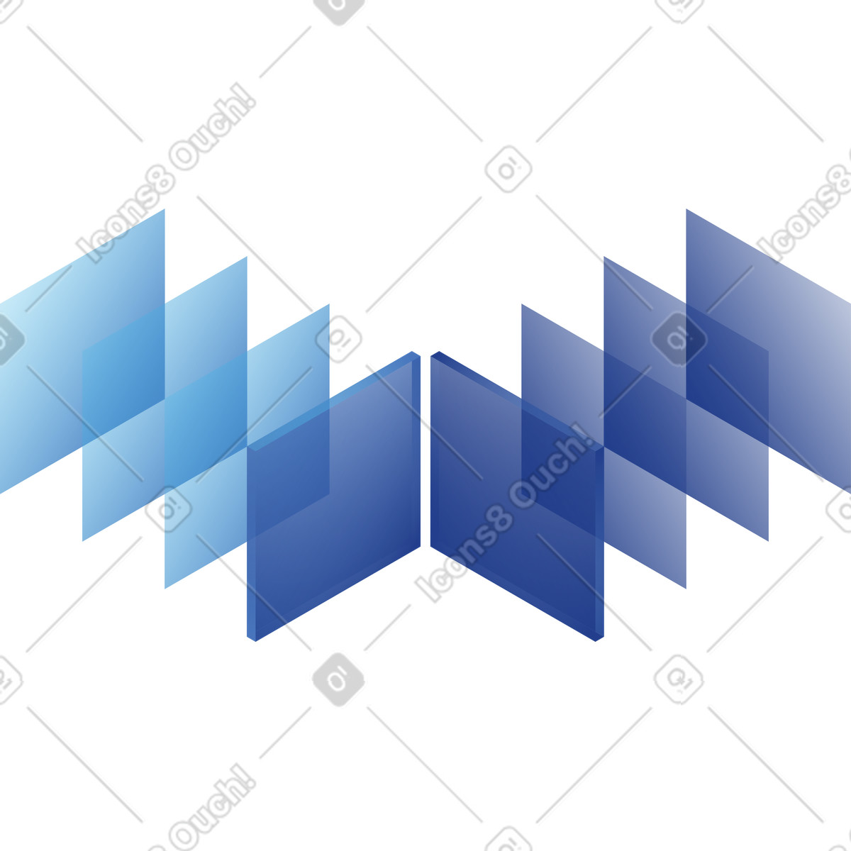 Rows of isometric translucent squares illustration in Quantum style download in PNG, SVG
