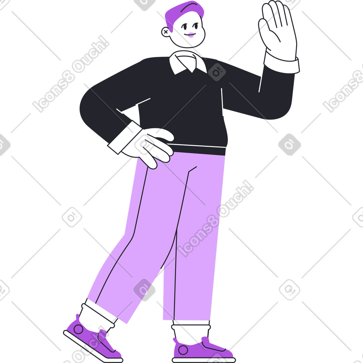 Ilustração de Homem dando high five em no estilo Grapy para baixar em PNG, SVG