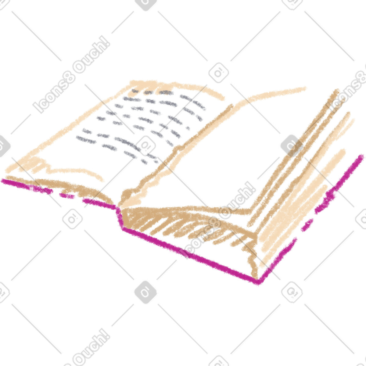 Ilustración Open book en estilo Sketchbook a descargar en PNG y SVG