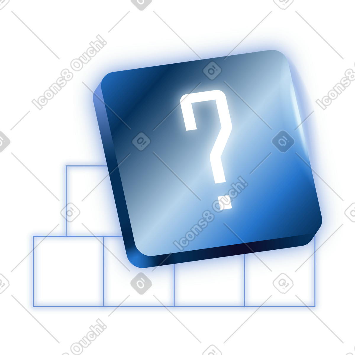 Question mark keyboard button, online helpdesk and customer support illustration in Dimension style download in PNG, SVG