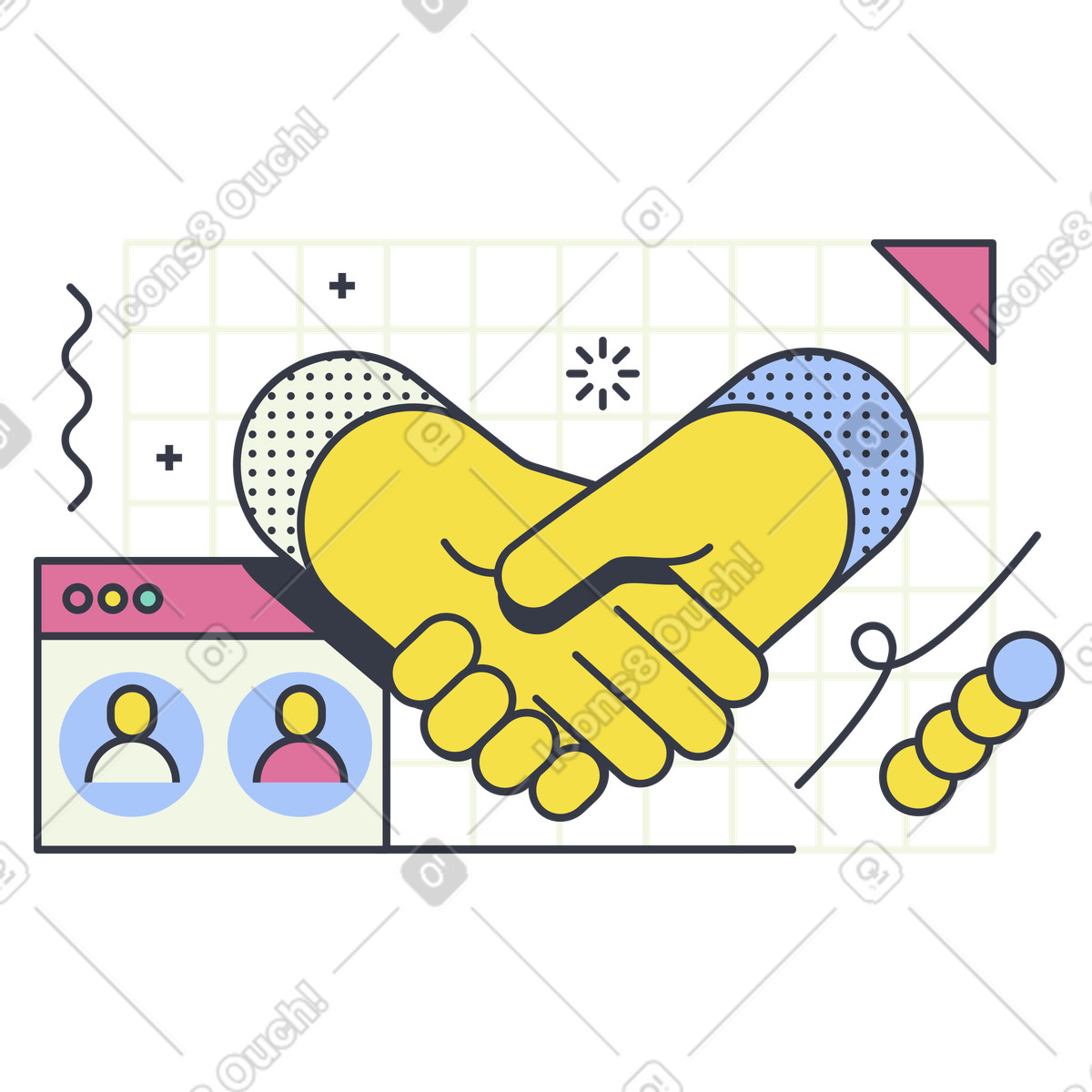 Stretta di mano, partnership, fiducia reciproca illustrazione in stile Abstract scarica in PNG, SVG
